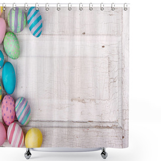 Personality  Easter Eggs On A Cracked Antique Background Shower Curtains