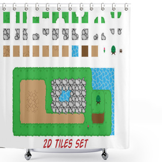 Personality  2D Tiles Set For Top Down Games Shower Curtains