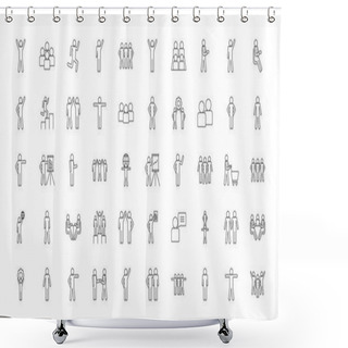 Personality  Isolated Avatars Line Style Icon Set Vector Design Shower Curtains