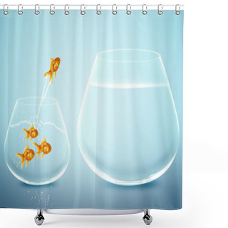 Personality  Goldfish Jumping To Big Bowl Shower Curtains