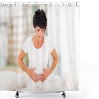 Personality  Woman Having Stomach Pain Shower Curtains