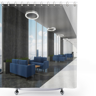 Personality  Waiting Area In Office, Blue Sofas Shower Curtains