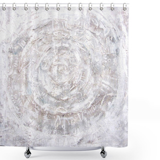 Personality  Acrylic Painting. Fiery Circles On Textured Background. Ragged Old Plaster Background. Grunge Cracked Concrete Wall. The Wall Texture With Cracked Plaster And Whitewash. Mystical Eye. Shower Curtains
