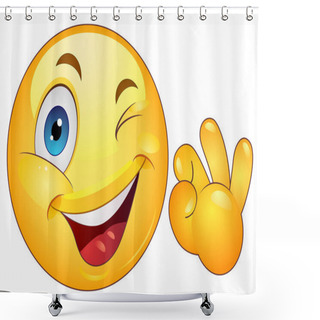 Personality  Smiley Emoticon With Ok Sign Shower Curtains