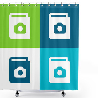 Personality  Album Flat Four Color Minimal Icon Set Shower Curtains