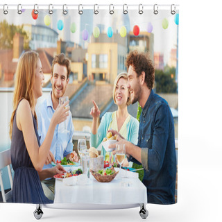 Personality  Group Of Friends Eating Meal Shower Curtains