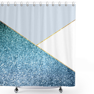 Personality  Geometric Background With Blue Glitter, White And Light Blue Colors  Shower Curtains