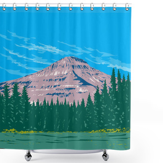 Personality  WPA Poster Art Of Glacier National Park With Glacier Carved Peaks And Valleys Running To The Canadian Border In The Rocky Mountains Of Montana USA Done In Works Project Administration Shower Curtains