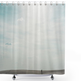 Personality  Beautiful Beach With White Sand And Blue Sky With Shining Sun Shower Curtains