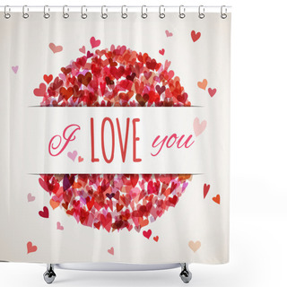 Personality  Colourful Square Hearts Background With White Stripe For Your Te Shower Curtains