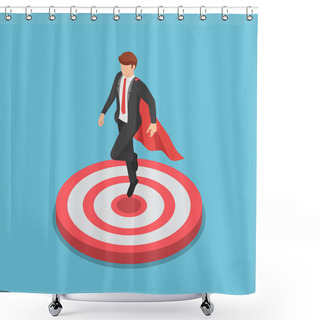 Personality  Isometric Super Businessman Landing On The Target Shower Curtains
