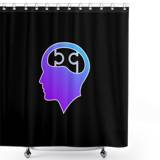 Personality  Bald Head With Puzzle Brain Blue Gradient Vector Icon Shower Curtains