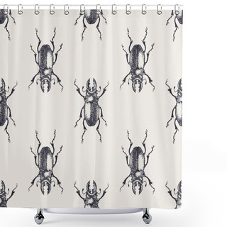 Personality  Beetles Vintage Seamless Pattern Shower Curtains