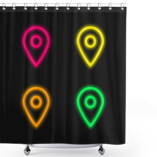 Personality  Big Map Placeholder Outlined Symbol Of Interface Four Color Glowing Neon Vector Icon Shower Curtains