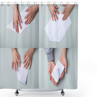 Personality  How To Make Paper Envelope At Home. Hands Making Envelope. Step By Step Instruction.  Shower Curtains