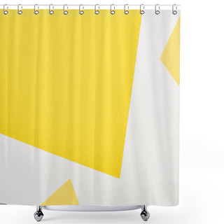 Personality  Top View Of Geometric Yellow And White Background Shower Curtains