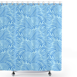Personality  Seamless Ocean Wave Pattern Shower Curtains