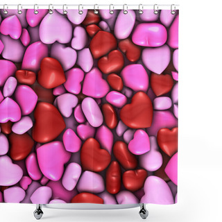 Personality  Several Stacked Hearts Of All Colors Background Shower Curtains