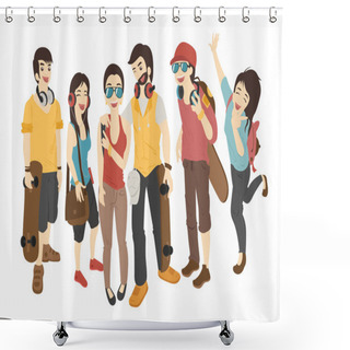 Personality  International Friends Stand With Skateboards  Shower Curtains