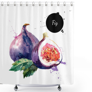 Personality  Hand Drawn Watercolor Painting Fruit Figs Shower Curtains