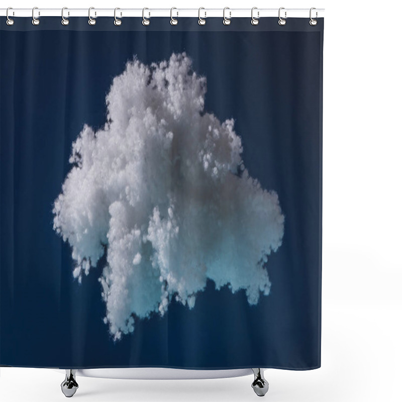 Personality  White Fluffy Cloud Made Of Cotton Wool Isolated On Dark Blue Shower Curtains