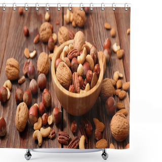 Personality  Assorted Nuts On Table Shower Curtains