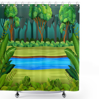 Personality  Cartoon Forest And River Shower Curtains