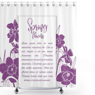 Personality  Sketch Linear Narcissus Blossom. Shower Curtains