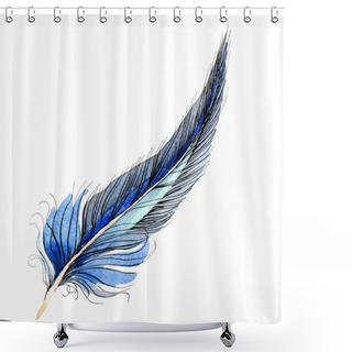 Personality  Bird Feather From Wing Isolated On White. Watercolor Background Illustration Element. Shower Curtains