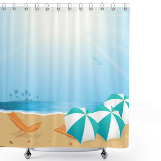 Personality  Leisure On The Beach Shower Curtains