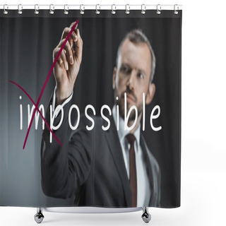 Personality  Caucasian Businessman With Pen Shower Curtains