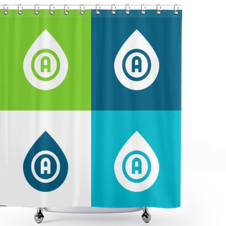 Personality  Blood Type Flat Four Color Minimal Icon Set Shower Curtains