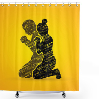 Personality  Man And Woman Prayer Graphic Shower Curtains
