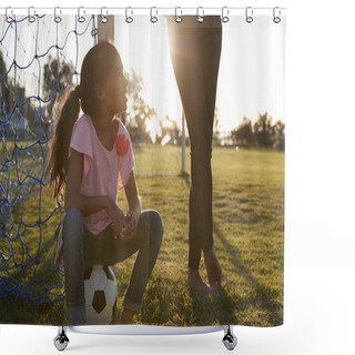 Personality  Young Girl Sitting On Ball Shower Curtains