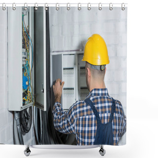 Personality  Male Electrician Repairing Circuit Line Shower Curtains