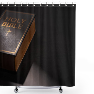 Personality  Holy Bible On Black Dark Background With Sunlight  Shower Curtains
