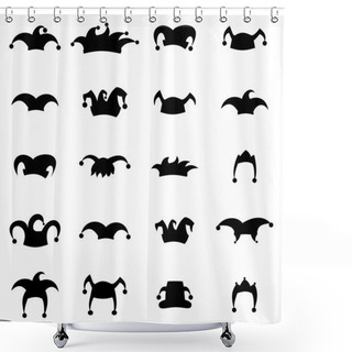 Personality  Set Caps Jester Silhouette Shower Curtains