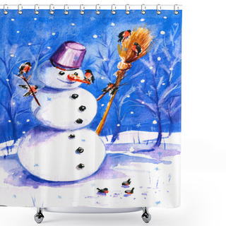 Personality  Snowman Shower Curtains