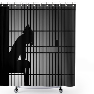 Personality  Female Behind Prison Bars Shower Curtains