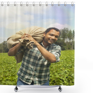 Personality  Potato Farmer At Potato Plantation Shower Curtains