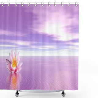 Personality  Pink Lily Flower In The Violet Ocean Shower Curtains