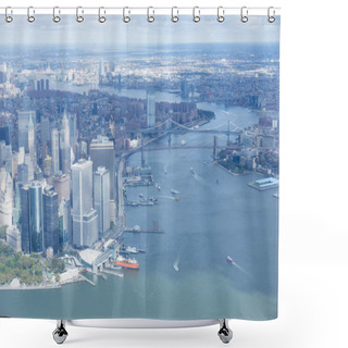 Personality  Aerial View Of Manhattan And Brooklyn Bridge In New York, Usa Shower Curtains