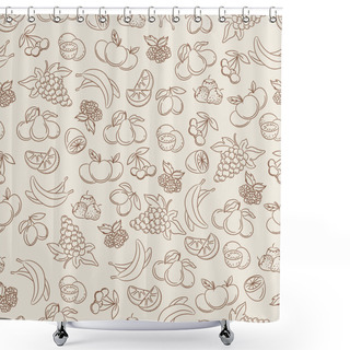 Personality  Berries And Fruits Sketch Seamless Pattern Shower Curtains
