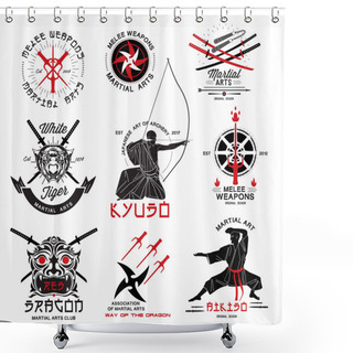 Personality  Set Of Martial Arts Logos Shower Curtains
