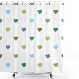 Personality  Tile Vector Pattern With Pastel Hearts On White Background Shower Curtains