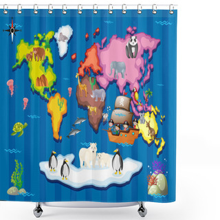 Personality  Wild Animals In Different Part Of The World Shower Curtains