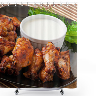 Personality  Baked Chicken Wings In The Asian Style Shower Curtains