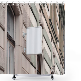 Personality  Blank White Store Signboard On Ancient Wall In European Town. Street Sign, Shower Curtains