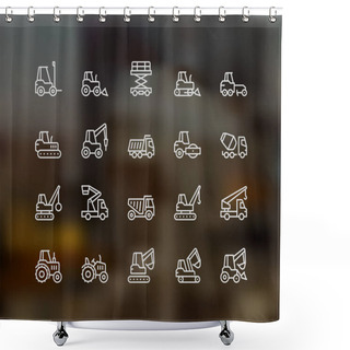 Personality  Industrial Vehicles Icons,  Monoline Concept Shower Curtains