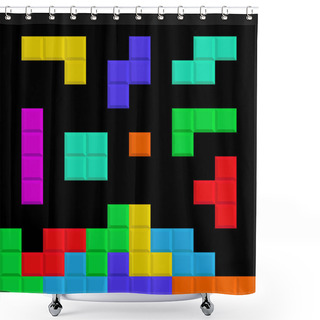 Personality  Tetris Elements. Brick Pieces. Game Background. Shower Curtains